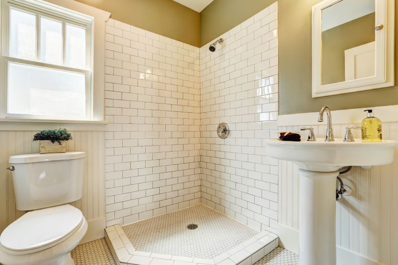 Corner Shower with Built-in Shelves